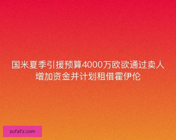 国米夏季引援预算4000万欧欲通过卖人增加资金并计划租借霍伊伦